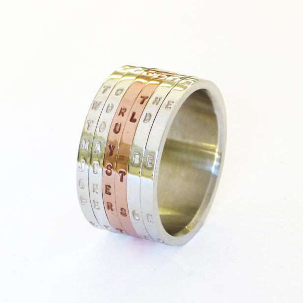 Code-Ring, roodgoud zilver, draaiende ringen