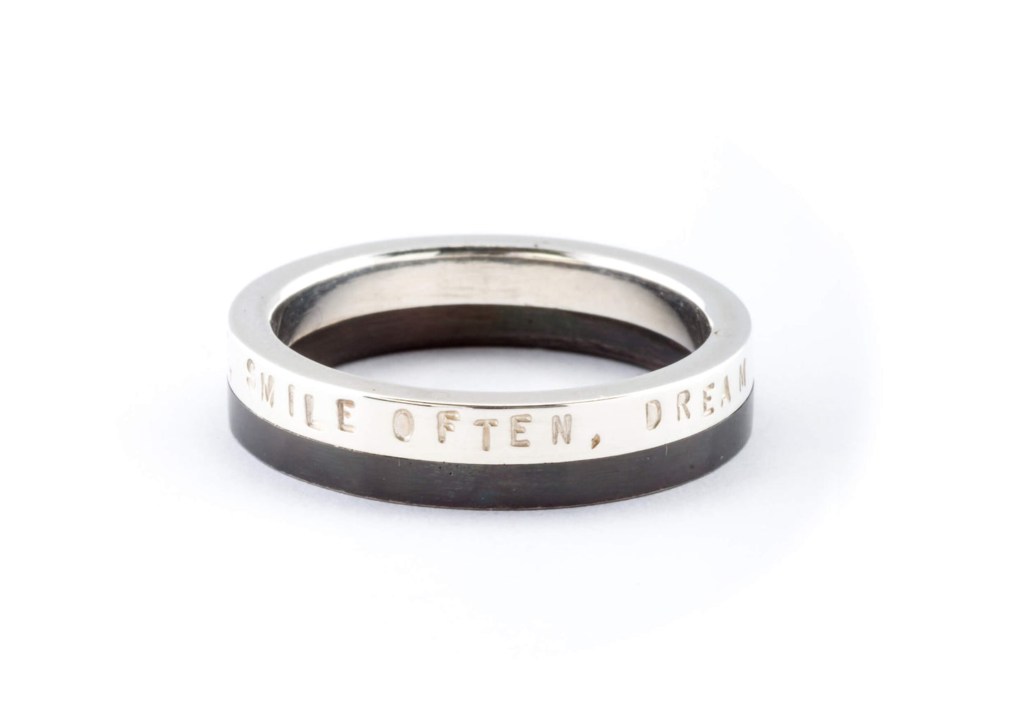 COMBI-RING, zilver en zirkonium, 1 regel tekst