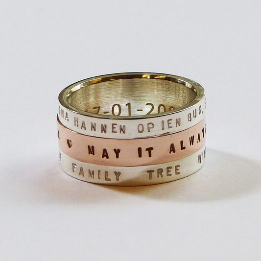 Draai-Ring - zilver en roodgoud, 1 draaiende ring