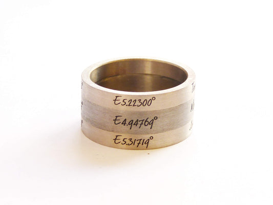 COMBI-RING by laser, 2x zilver en 1x zirkonium, 2 regels tekst